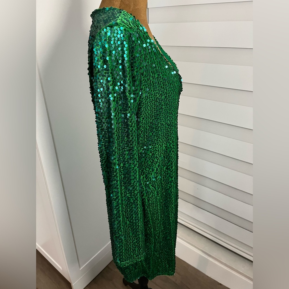 Express Emerald Green Sequin Mini With Horsebit D… - image 4